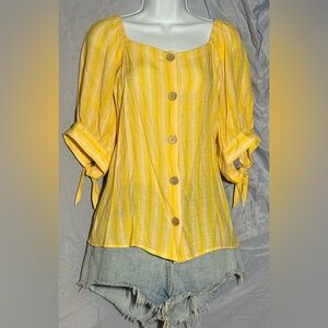 LC Lauren Conrad Yellow Button-Up Blouse